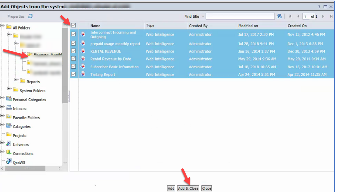 Export and import files from BOBJ server