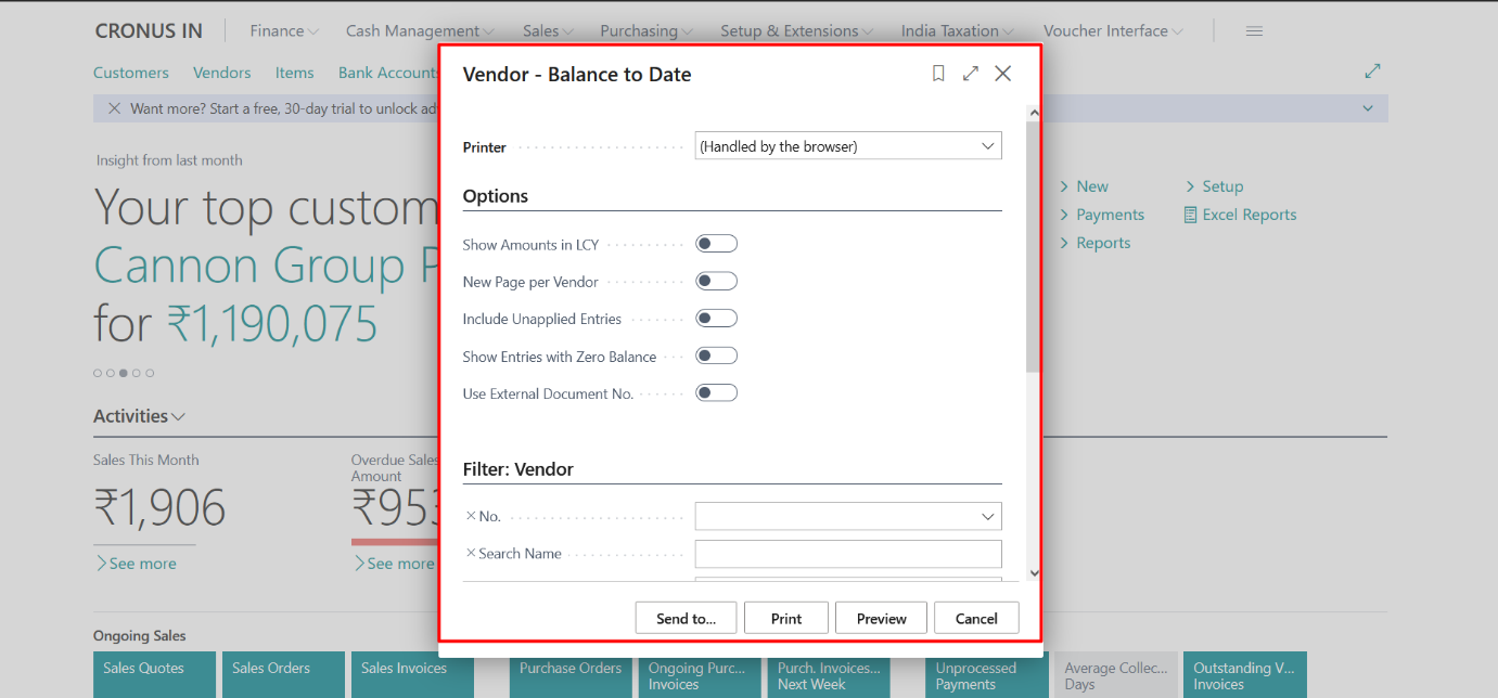 Business Central Purchase & Sales Reports