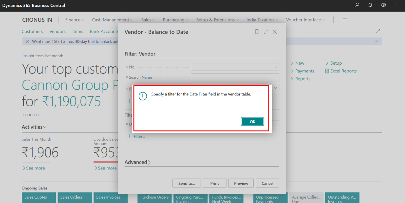 Business Central Purchase & Sales Reports