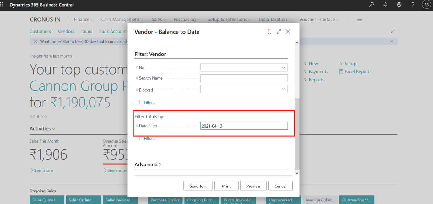 Business Central Purchase & Sales Reports