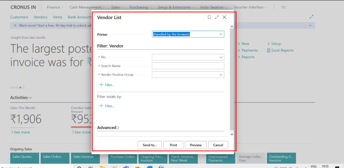 Business Central Purchase & Sales Reports