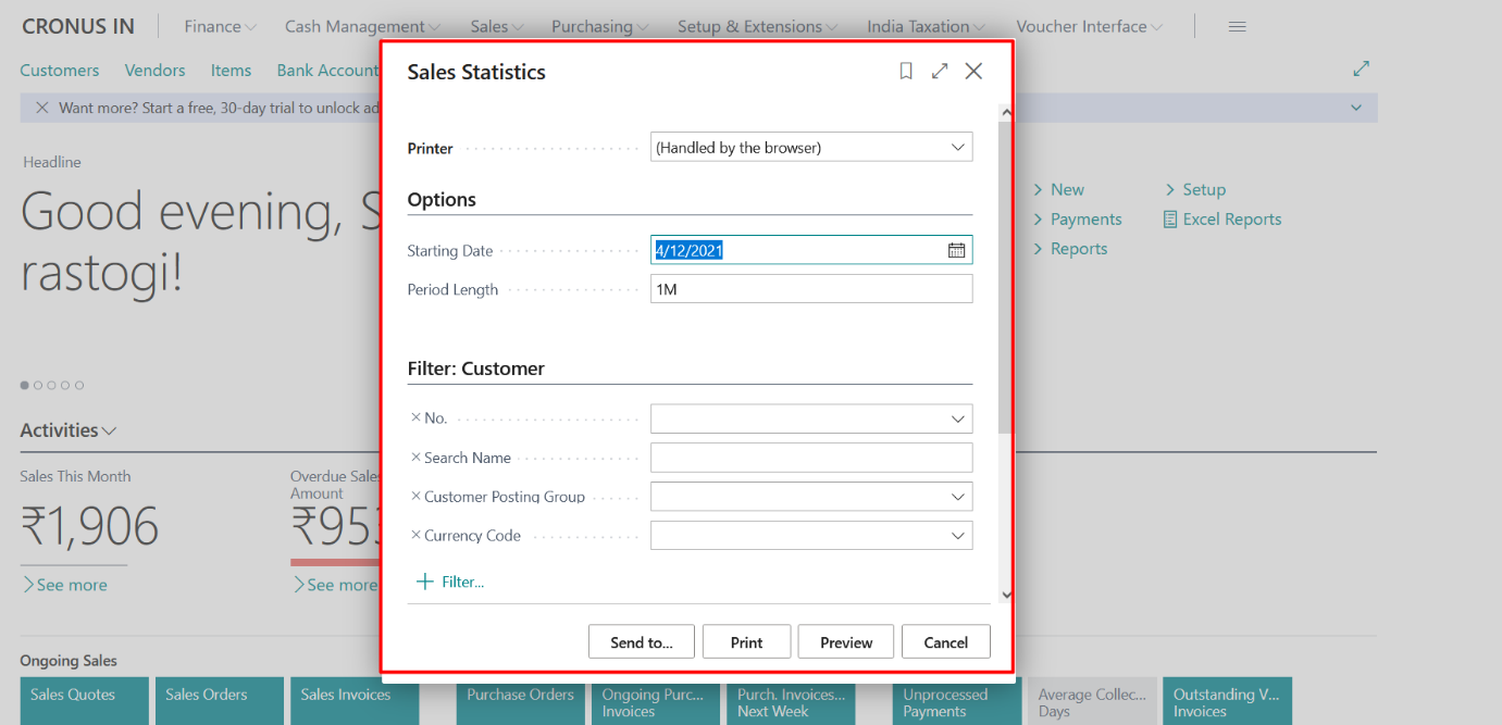 Business Central Purchase & Sales Reports