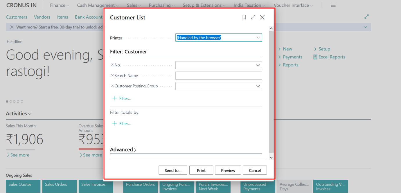 Business Central Purchase & Sales Reports