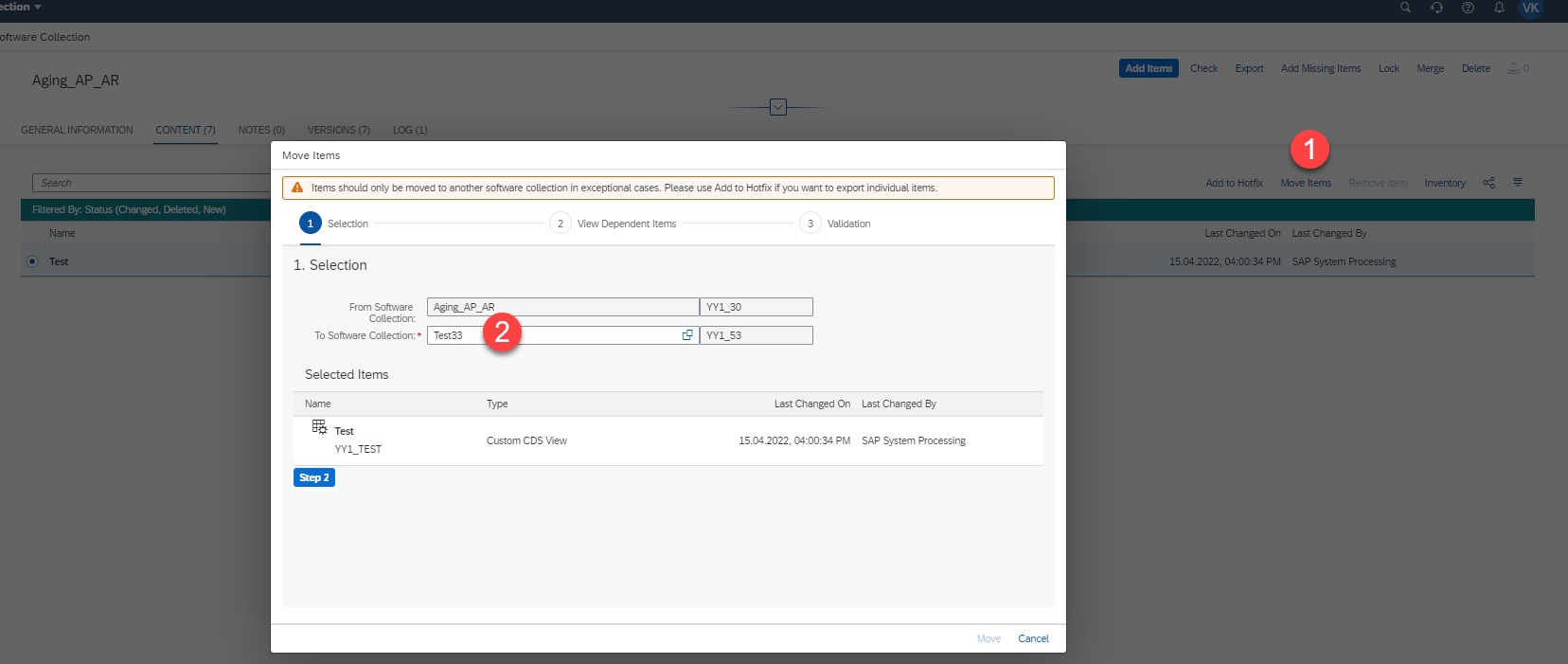 SAP S/4 Hana move changes to production