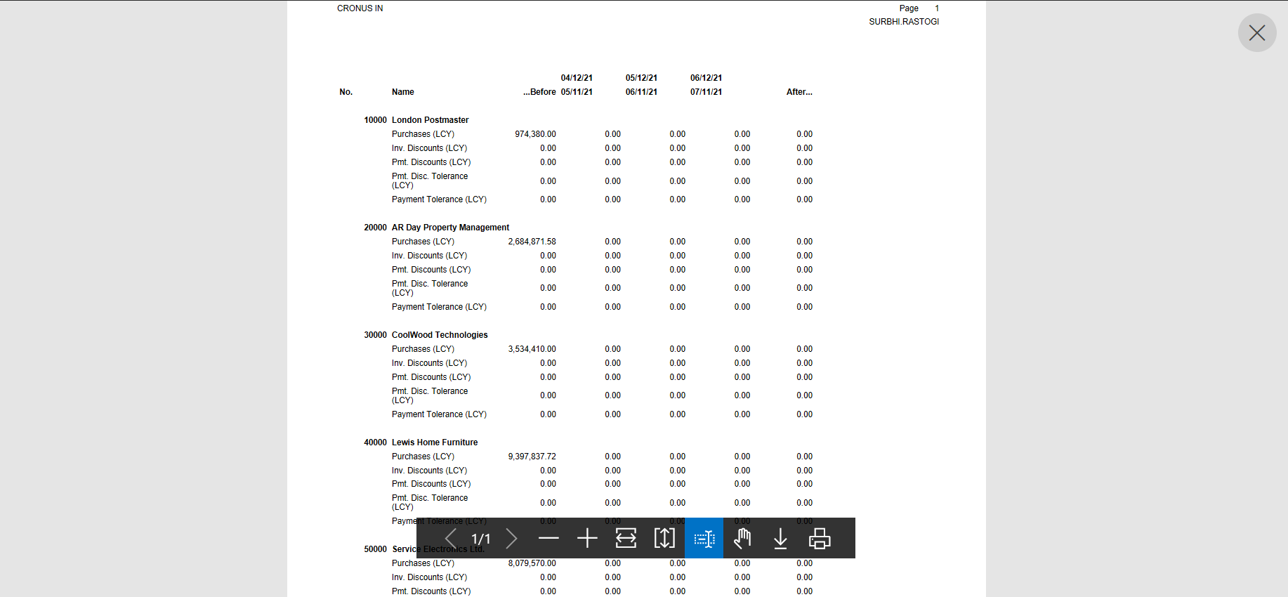 Business Central Purchase & Sales Reports