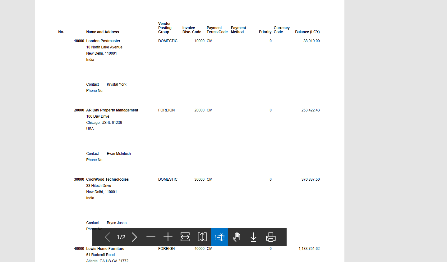 Business Central Purchase & Sales Reports