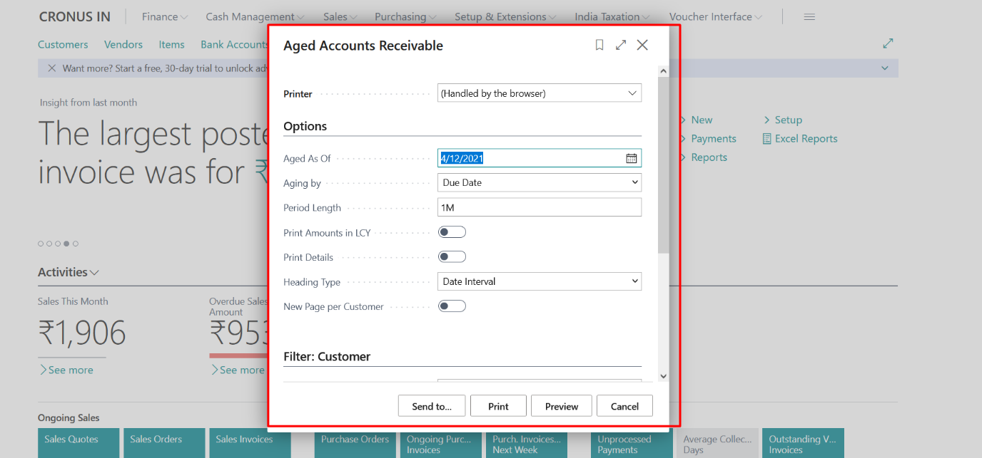 Business Central Purchase & Sales Reports