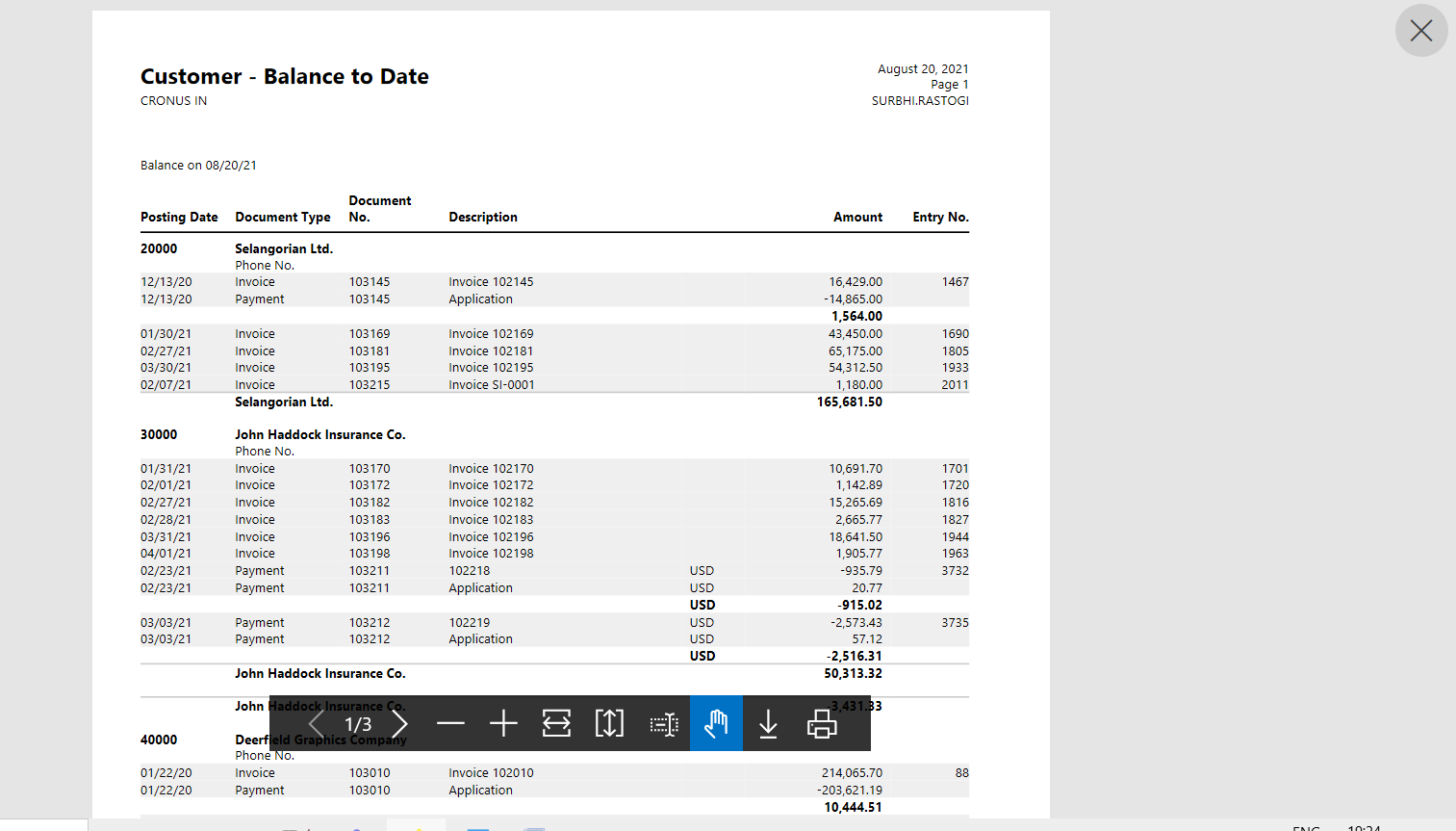 Business Central Purchase & Sales Reports