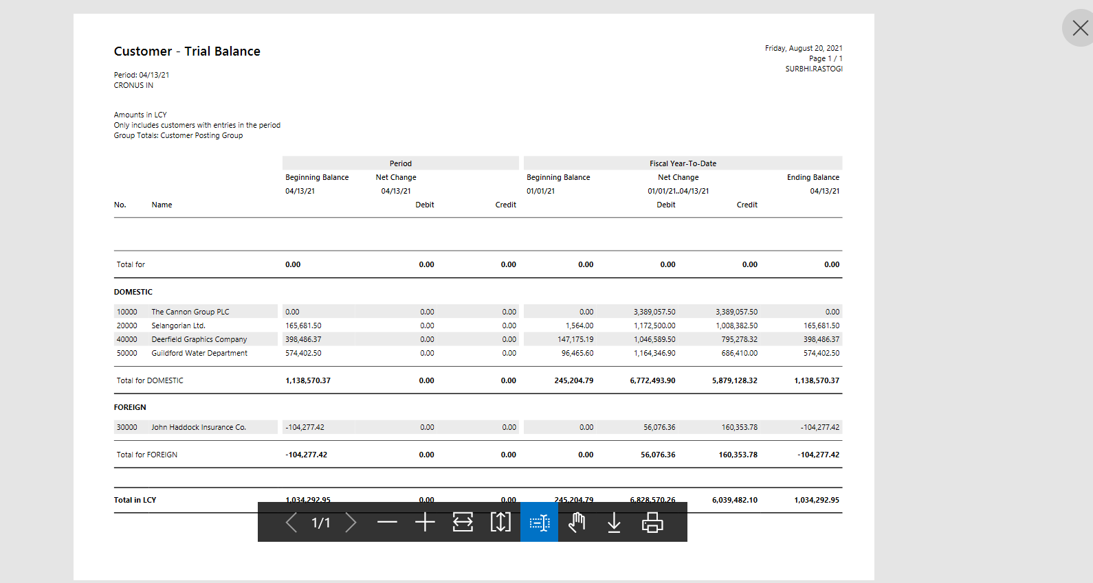 Business Central Purchase & Sales Reports