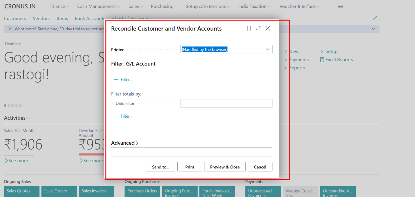 Business Central Purchase & Sales Reports