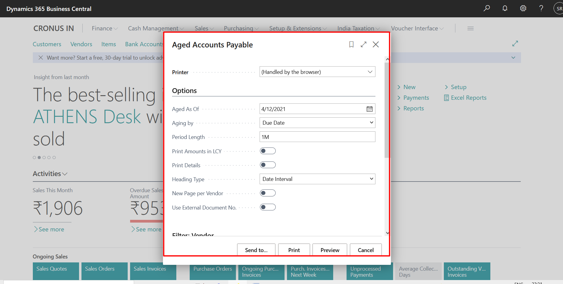 Business Central Purchase & Sales Reports