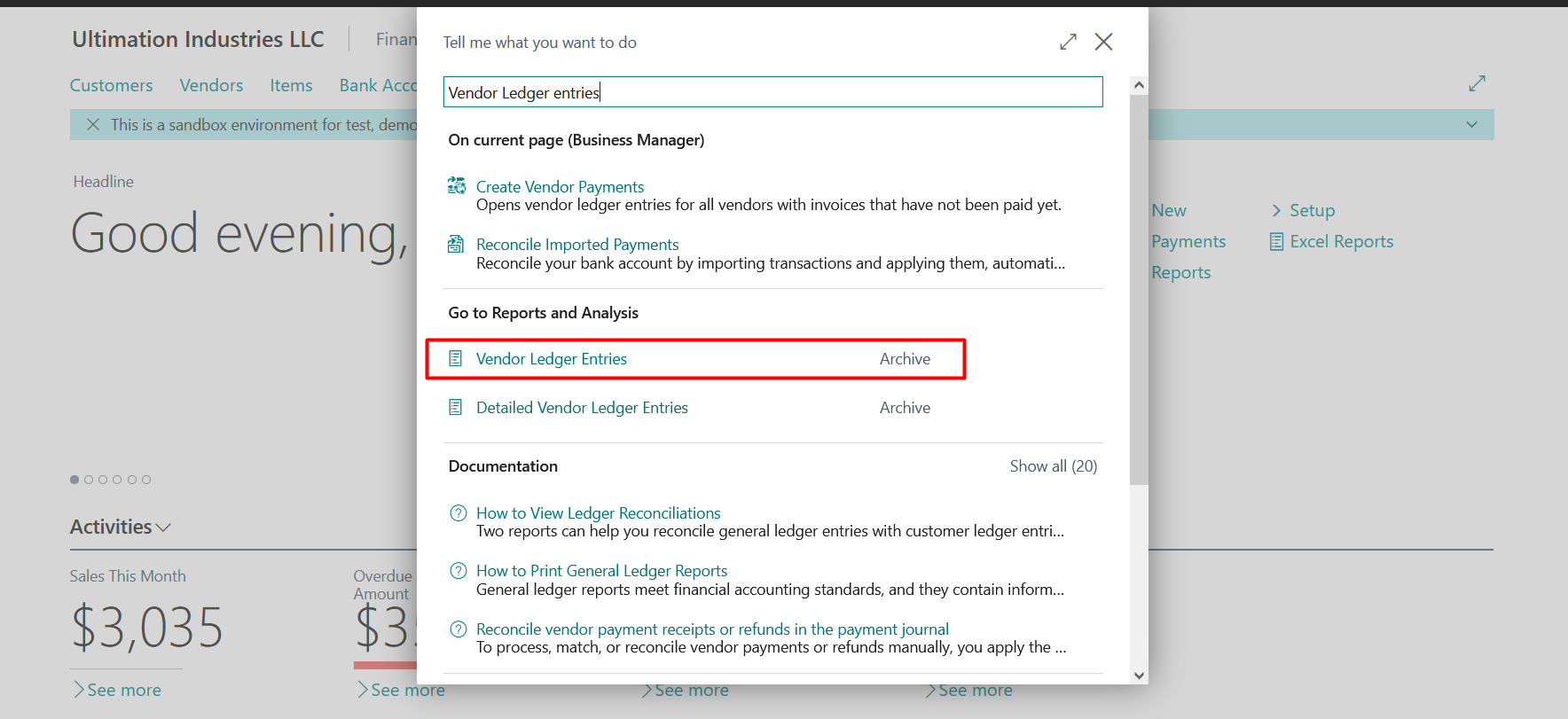 Business Central Reports and Ledger Entries