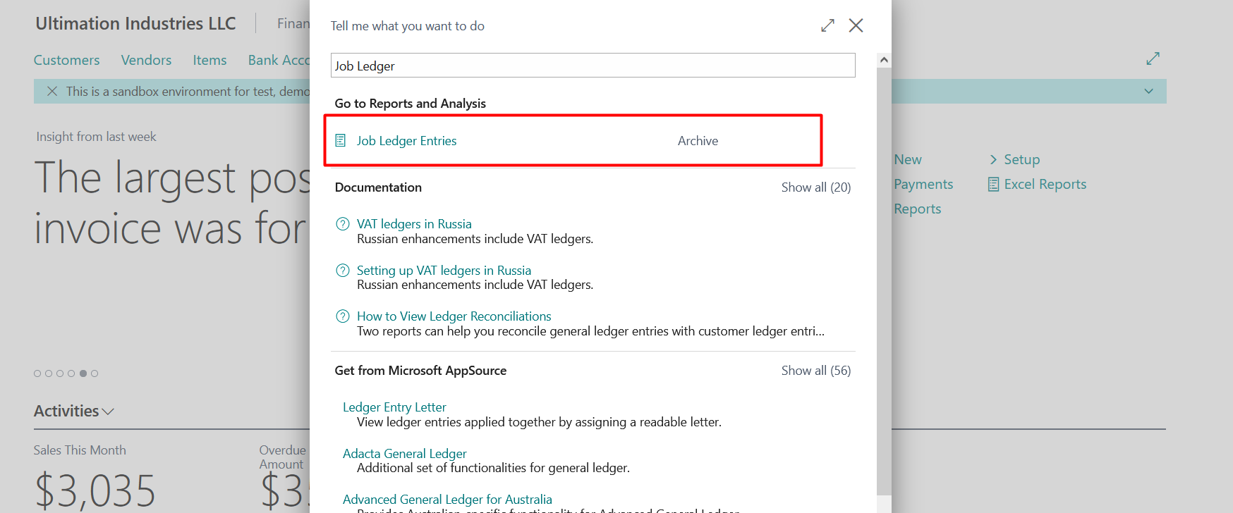 Business Central Reports and Ledger Entries
