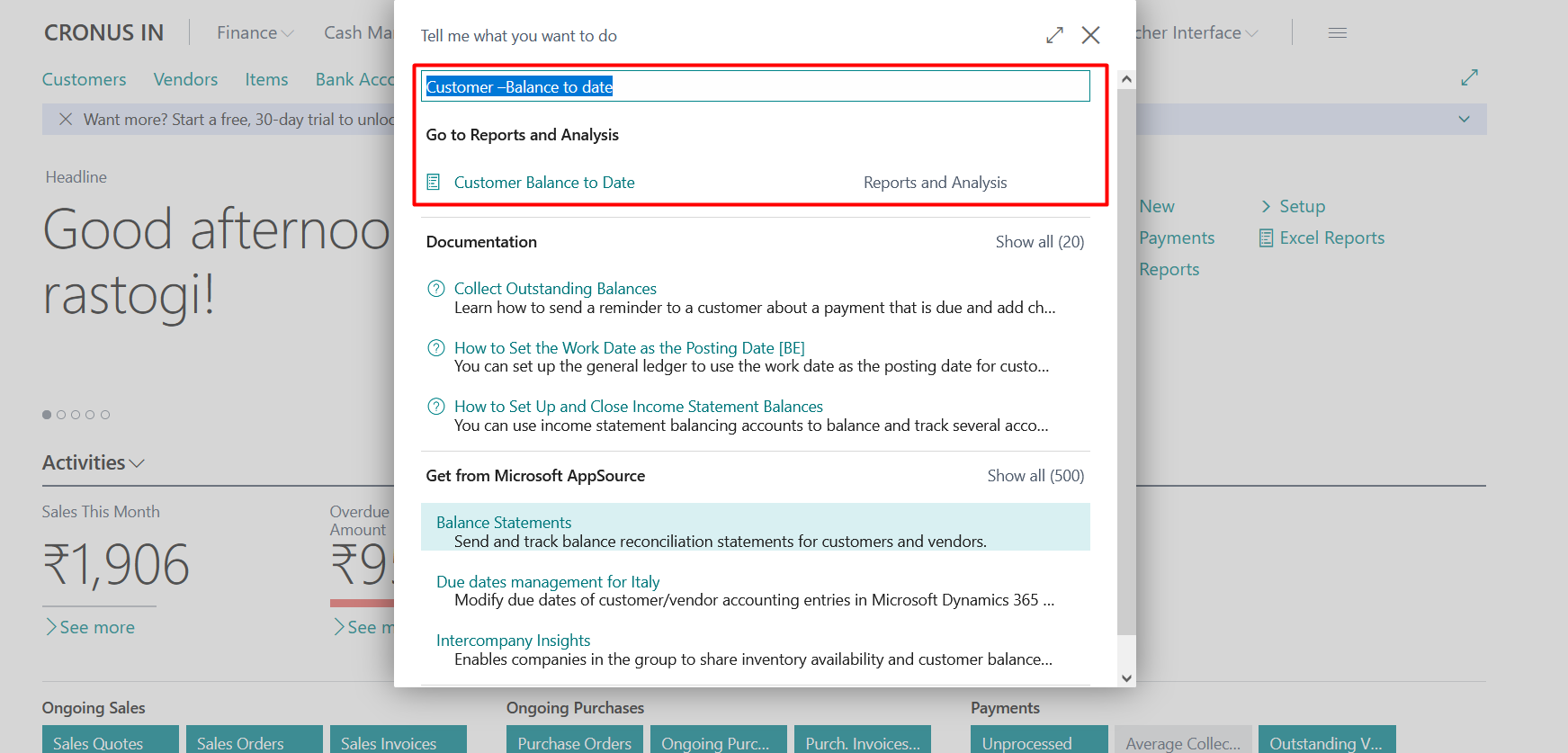 Business Central Purchase & Sales Reports