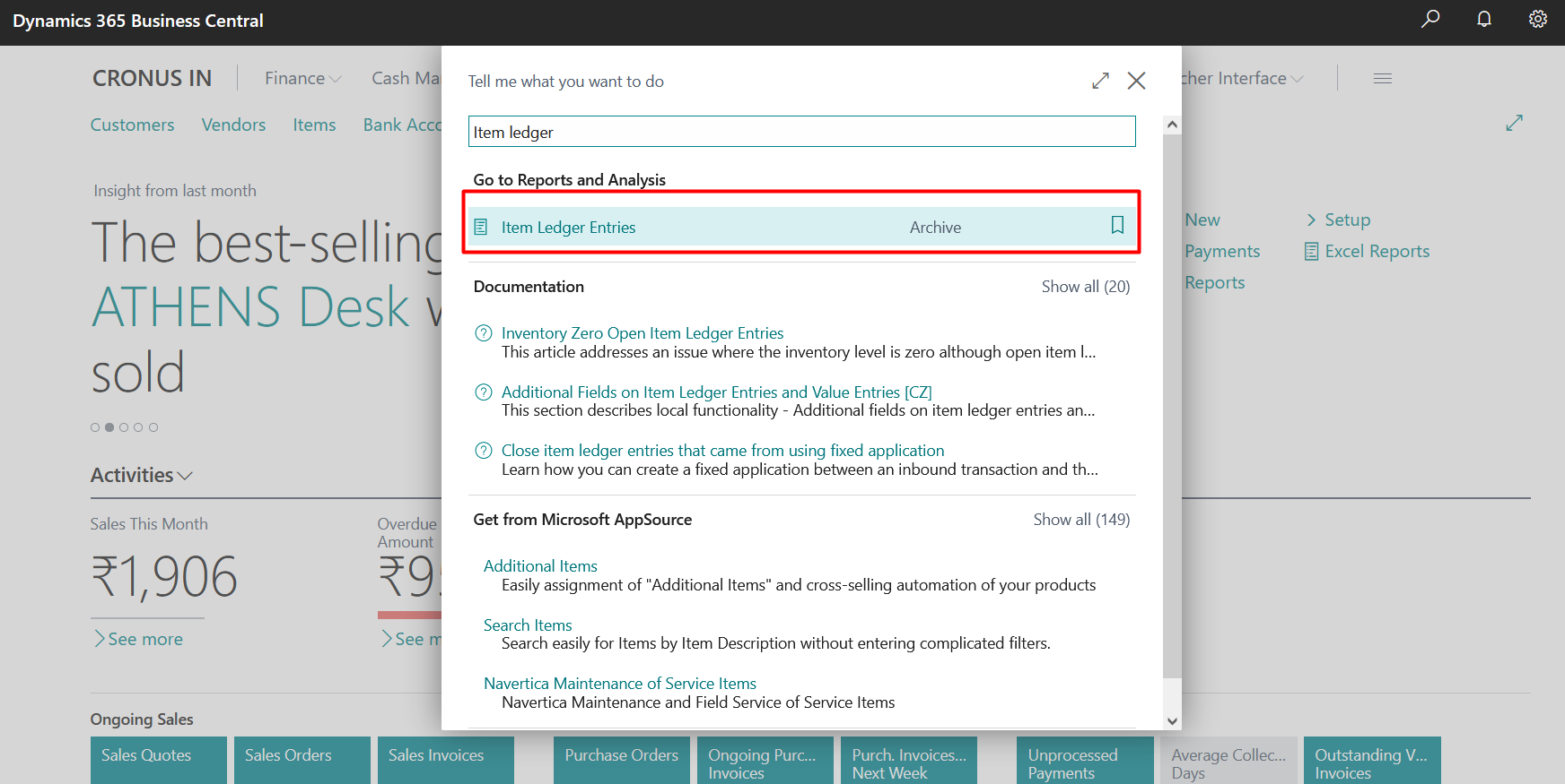 Business Central Reports and Ledger Entries