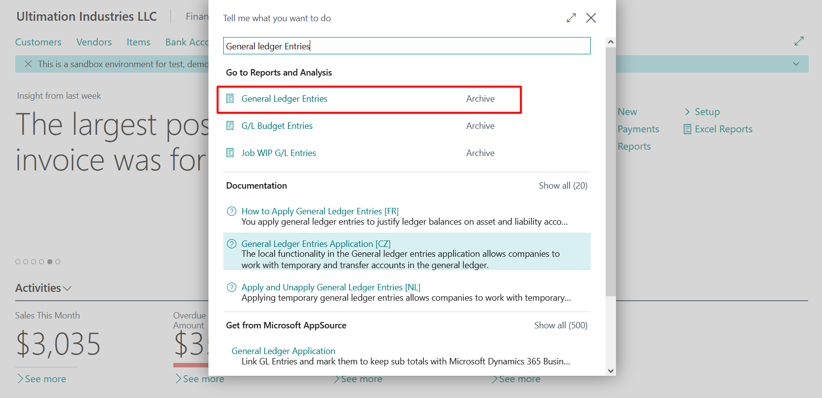 Business Central Reports and Ledger Entries