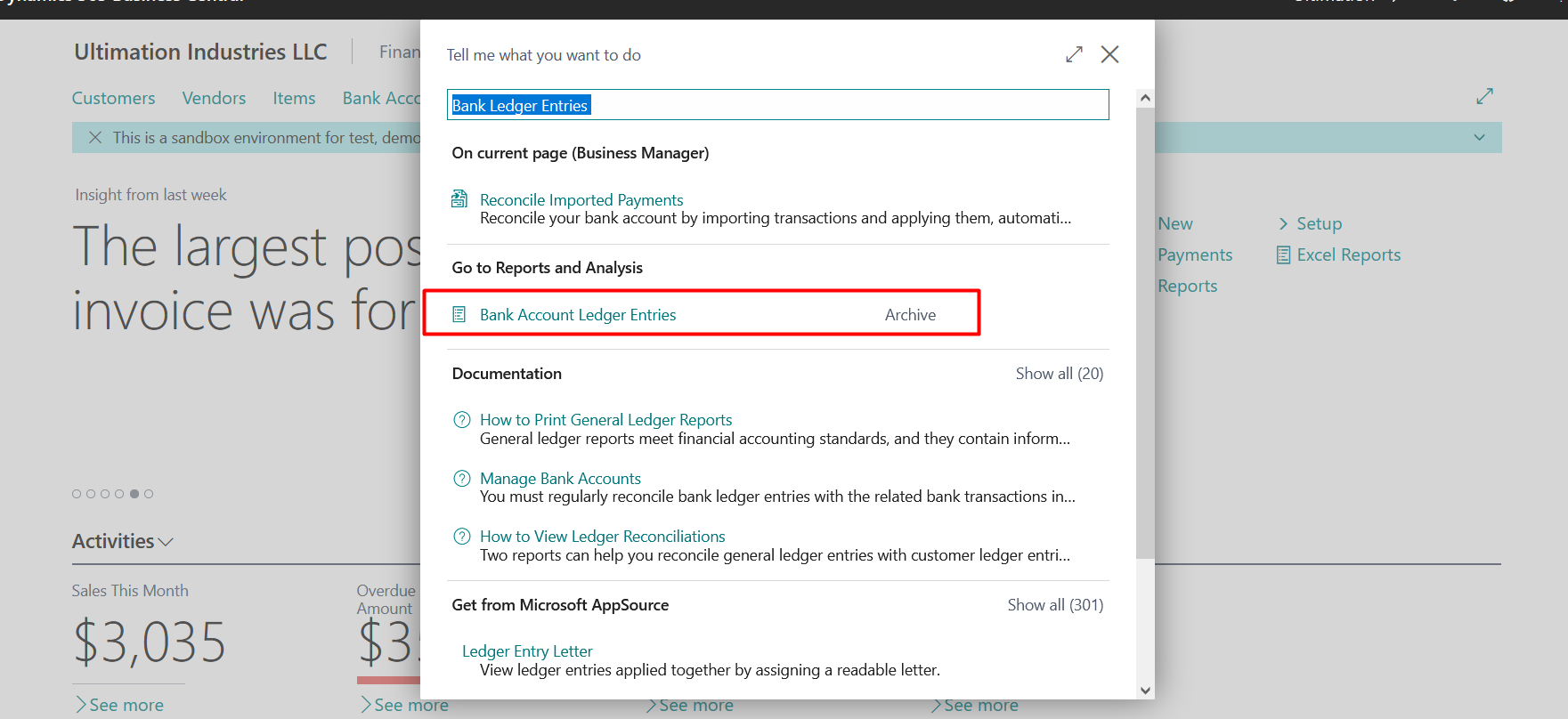 Business Central Reports and Ledger Entries