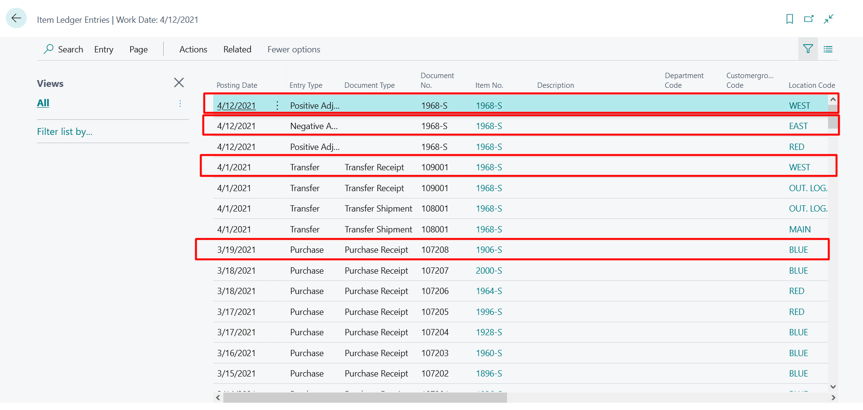 Business Central Reports and Ledger Entries